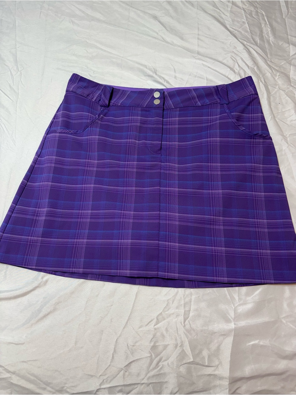 Vintage Nike Golf Dri-FIT Sport Purple Plaid Pleated Skort Size 12 (17x18)